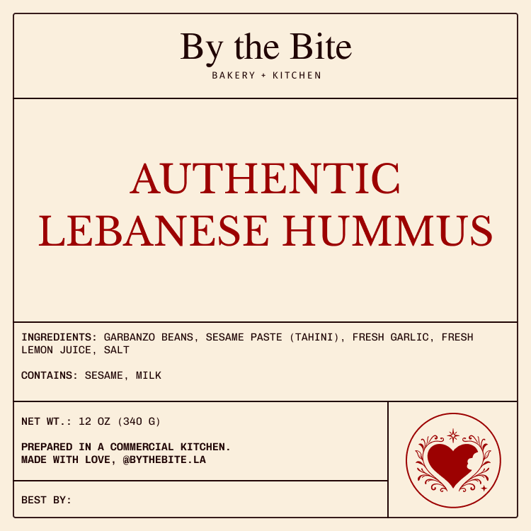 Authentic Lebanese Hummus packaging label