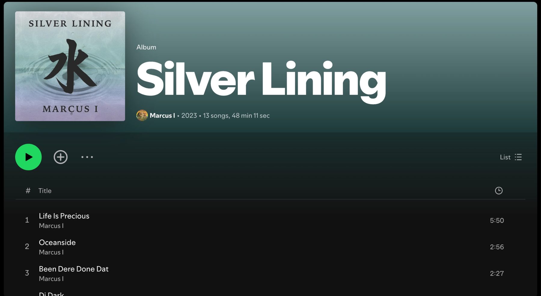 Silver Lining album work available on all major platforms, including Spotify as shown here.